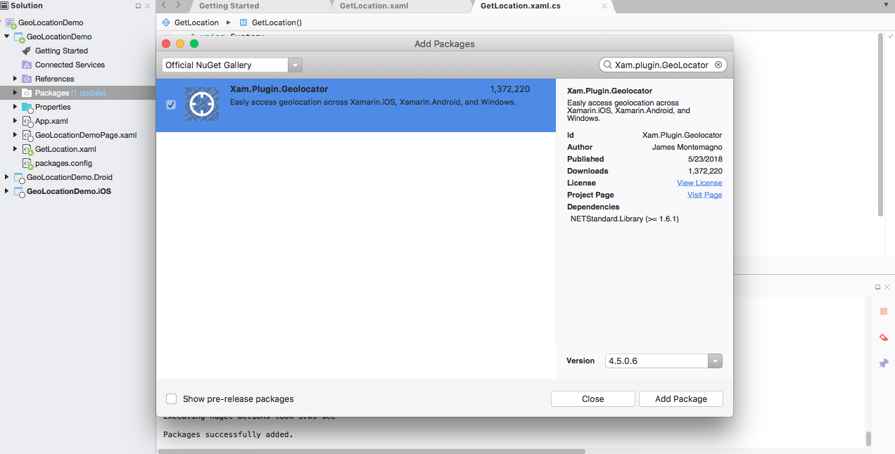 GeoLocator in Xamarin Stape3